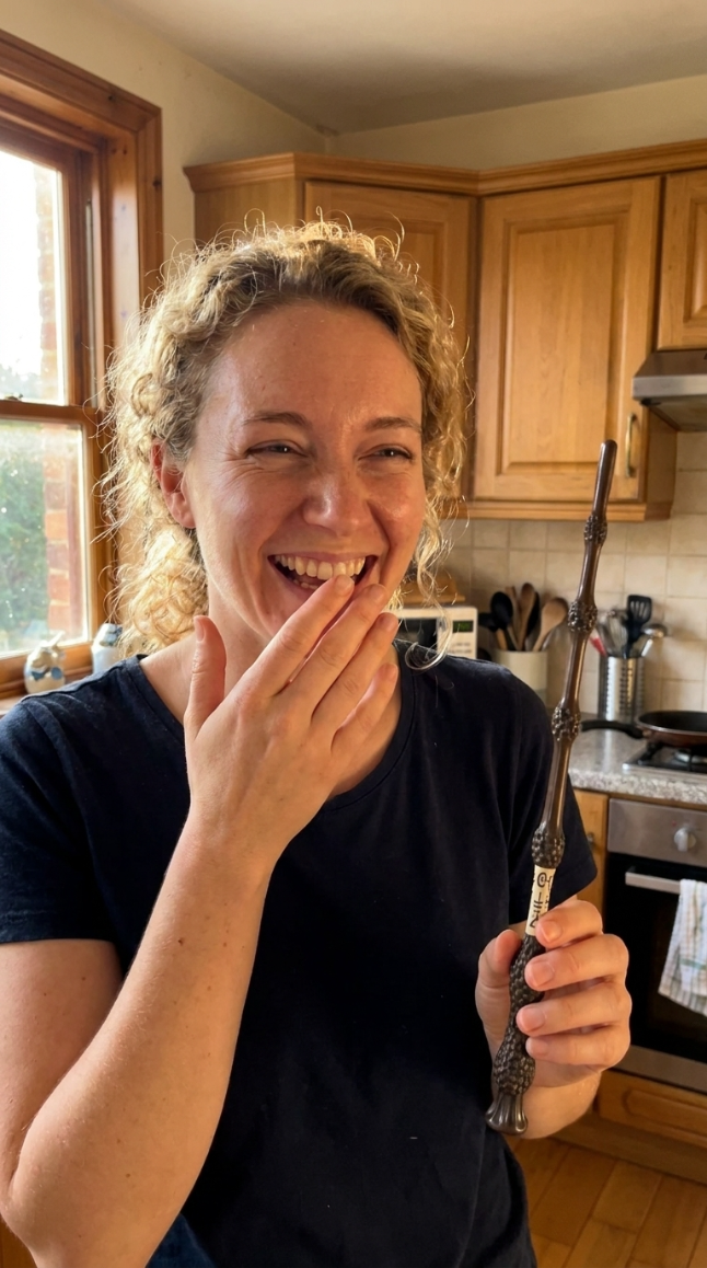 Maya R. holding the product